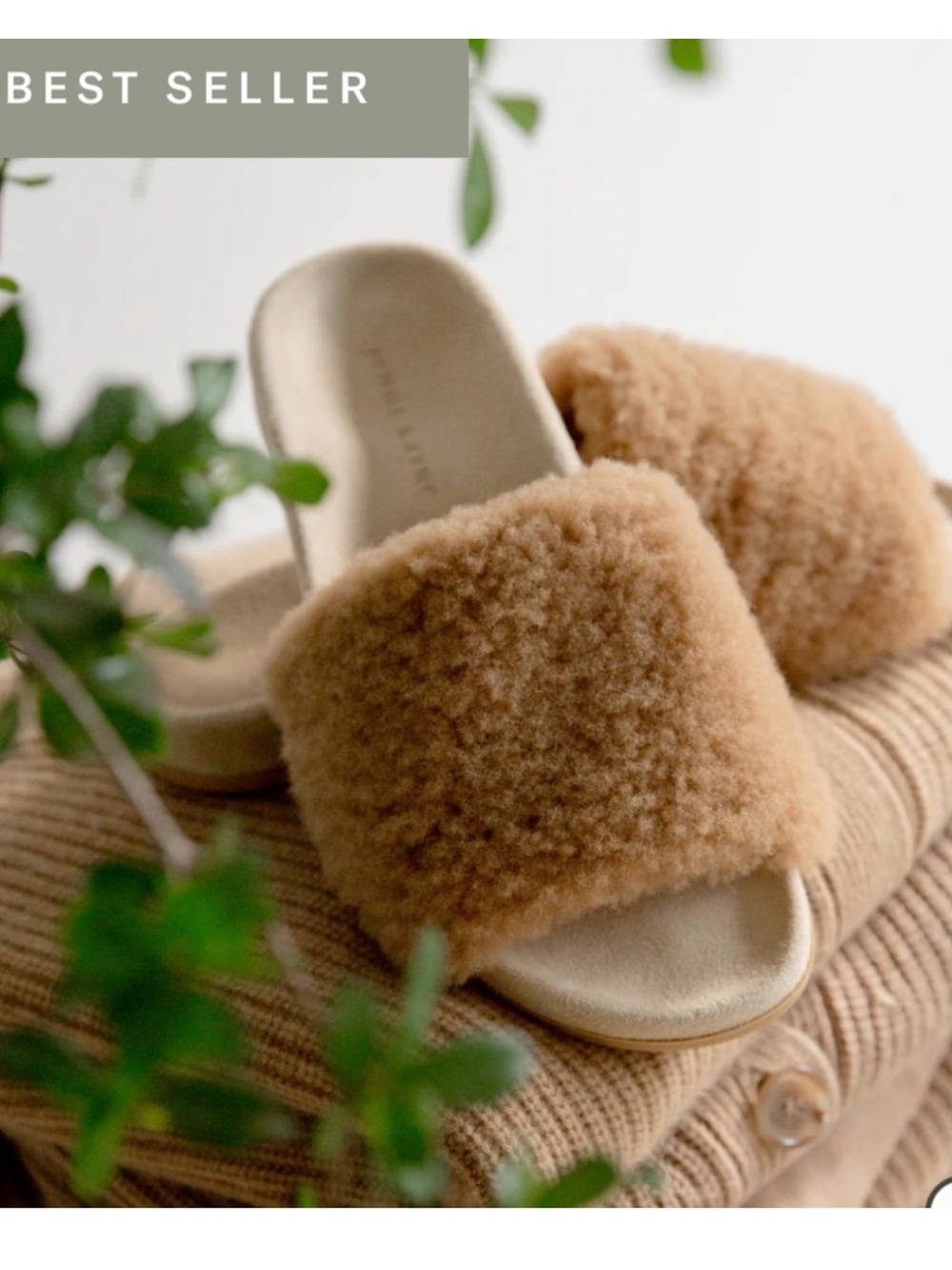 Jenni Kayne Fuzzy Tan Shearling Slide Slippers 37 (7)